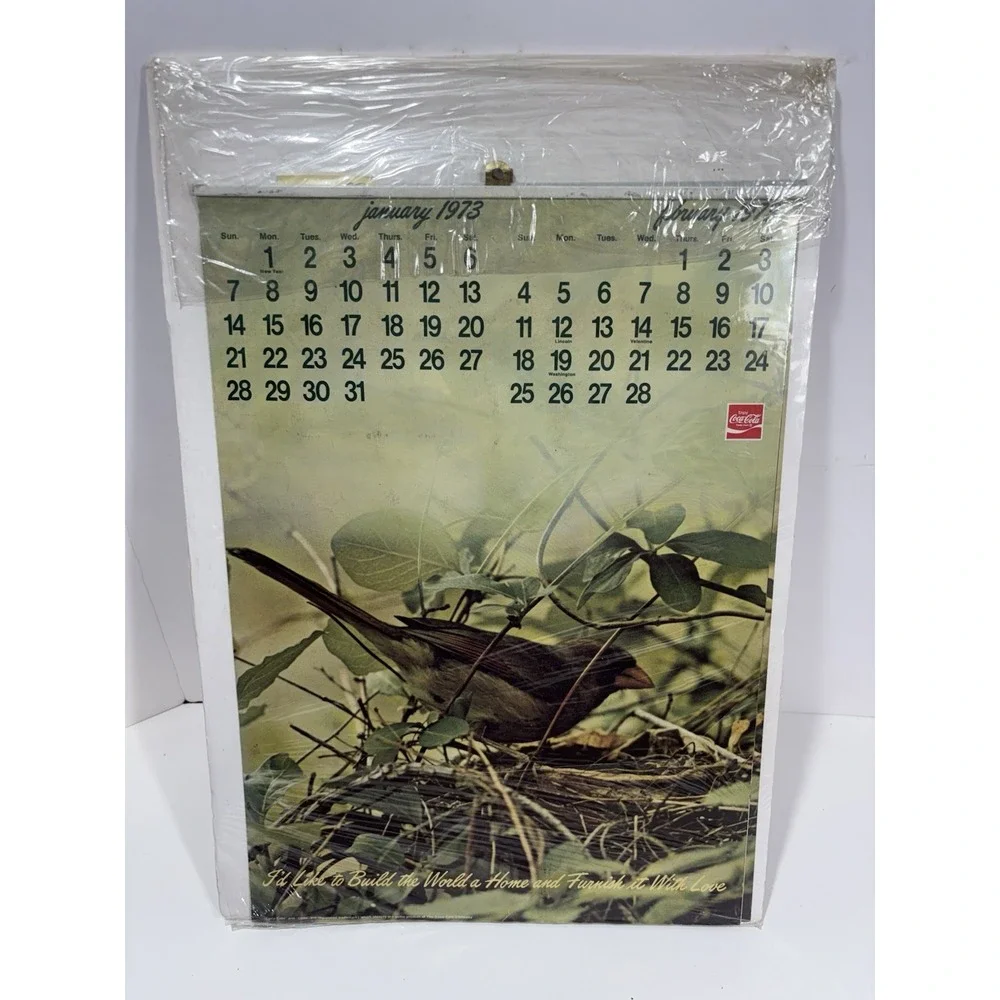 1973 Coca Cola Coke Advertising Calendar Bird Vintage Original Rare